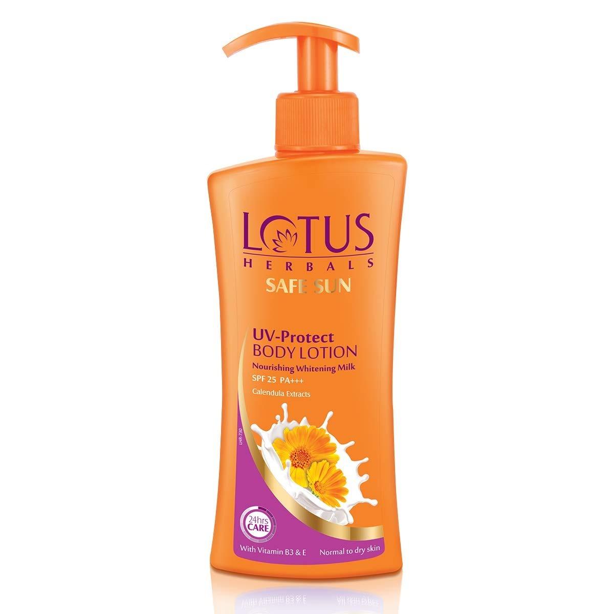 Lotus Herbals Safe Sun Uv Protect Body Lotion Spf 25 Pa+++ Calendula Normal To Dry Skin 250ml