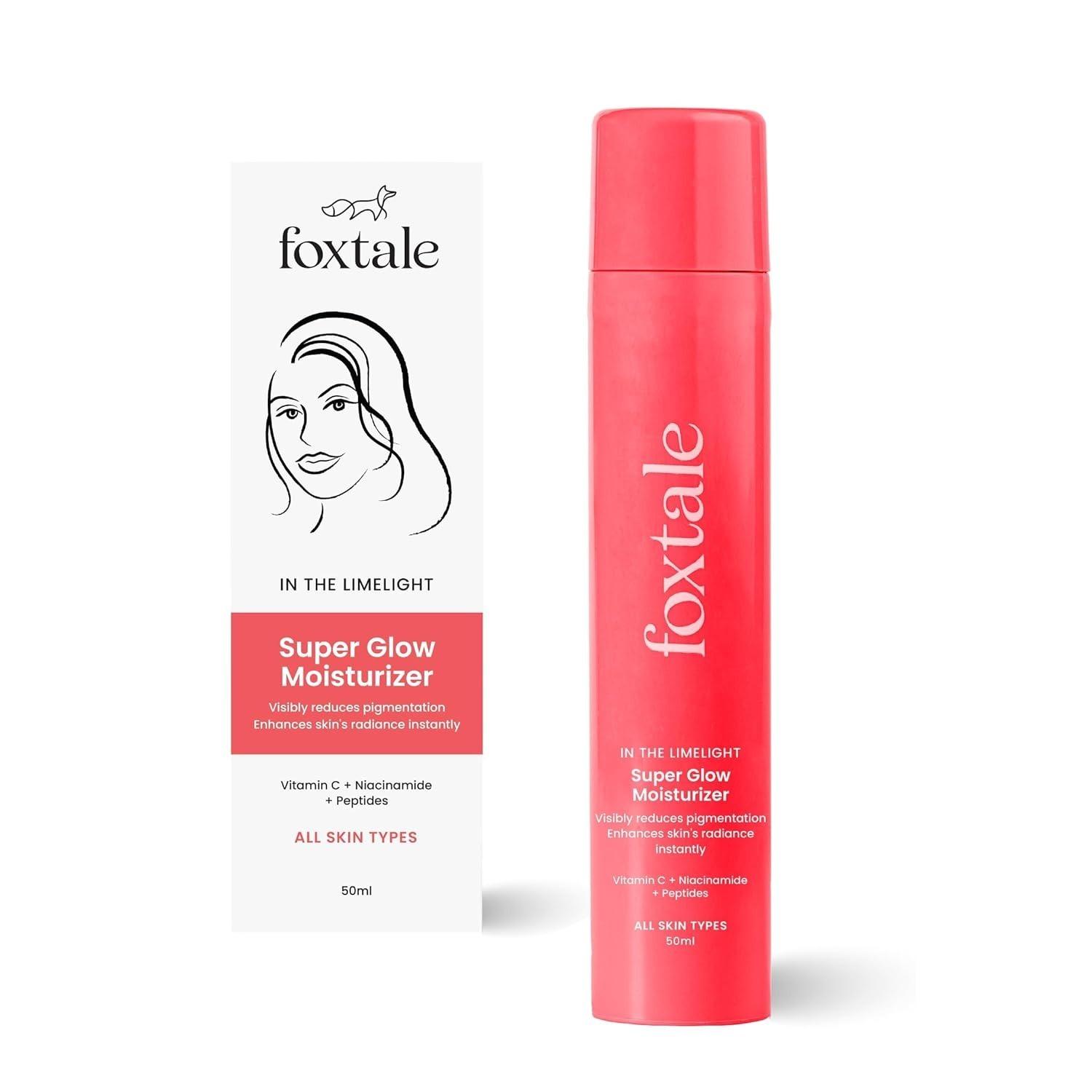Foxtale Vitamin C Super Glow Moisturizer With Niacinamide, Squalene For Instant Brightening, Hydration & Glowing Skin | Reduces Dark Spots, Uneven Skin Tone, Pigmentation Women, Men - 50ml