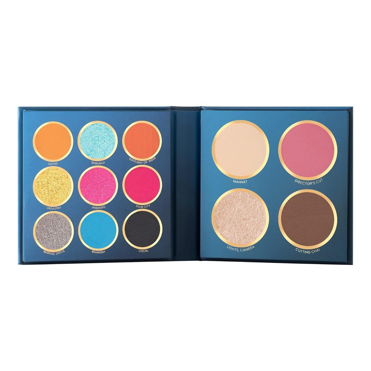 Mars The City Paradise Makeup Kit | Highly Pigmented And Blendable | 9 Eyeshadow Palette With 1 Highlighter, Blusher, Bronzer & Compact Powder Each (16.0 Gm) (01-Mumbai)