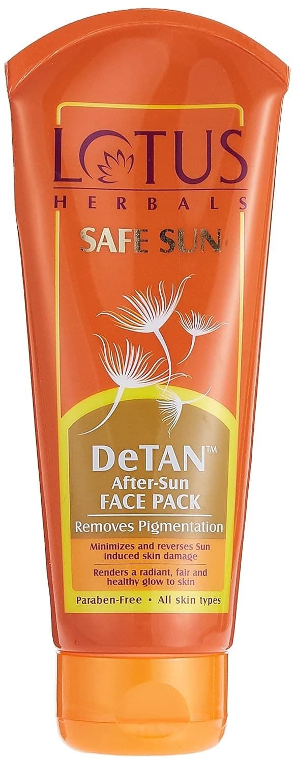 Lotus Herbals Safe Sun Detan After-Sun Face Pack, Reduces Sun Tan, Brightens Skin, 100g
