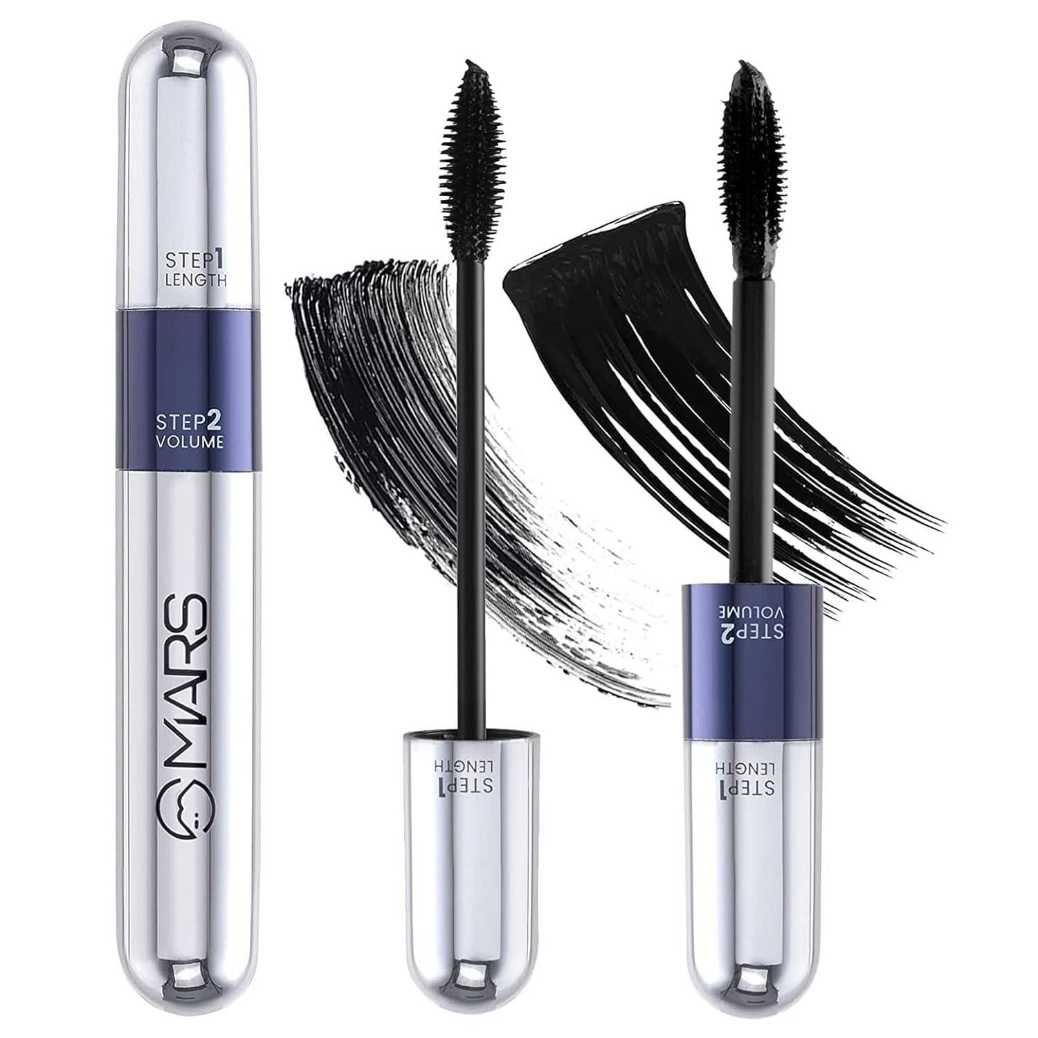 Mars Double Trouble Volumizing And Lengthening Mascara | 2-In-1 Mascara For Women | Long Lasting (15 Ml) (black)
