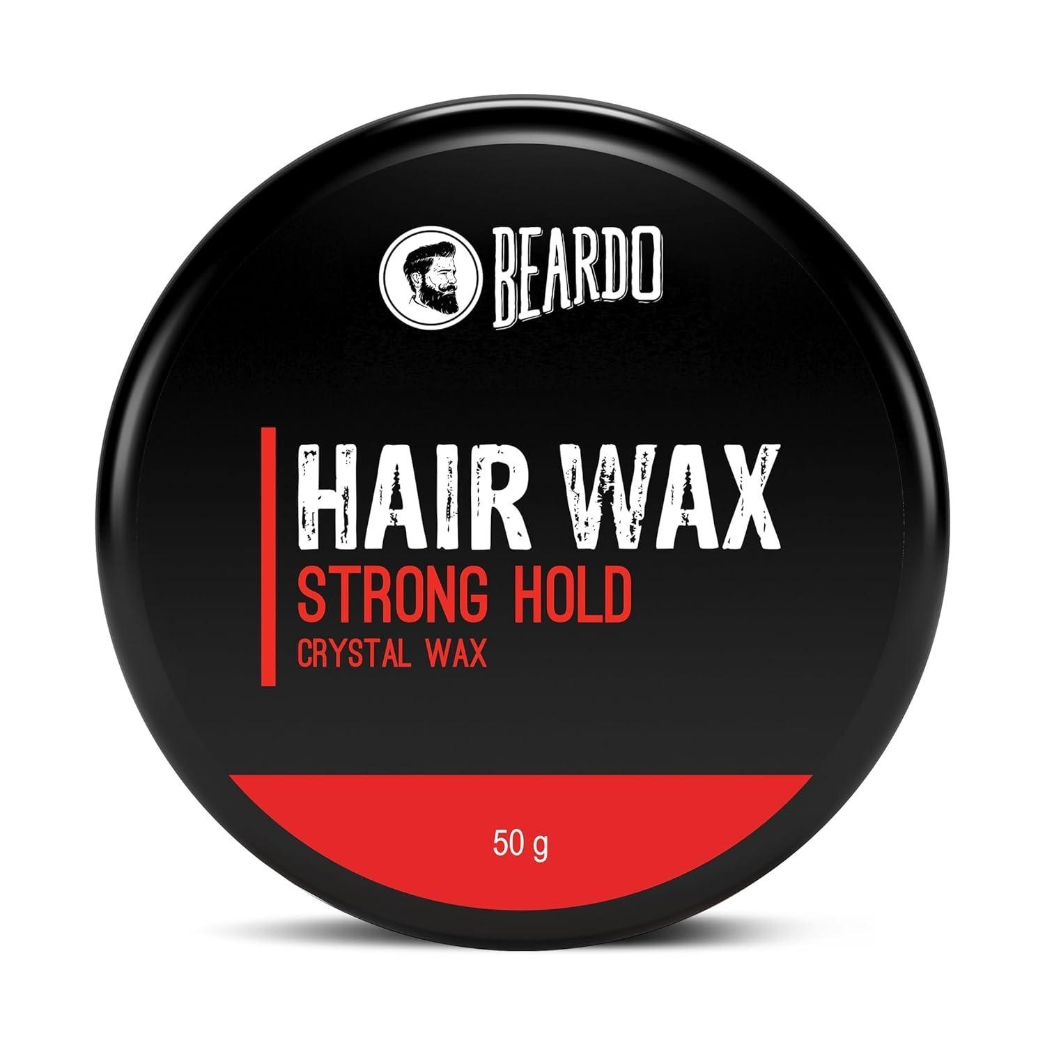 Beardo Stronghold Hair Wax For Men, 50 Gm | Crystal Hair Wax With Aloe Vera & Castor Oil | Hair Wax Men | Hair Styling Wax For Glossy Finish & Shine | Strong Hold Hair Wax
