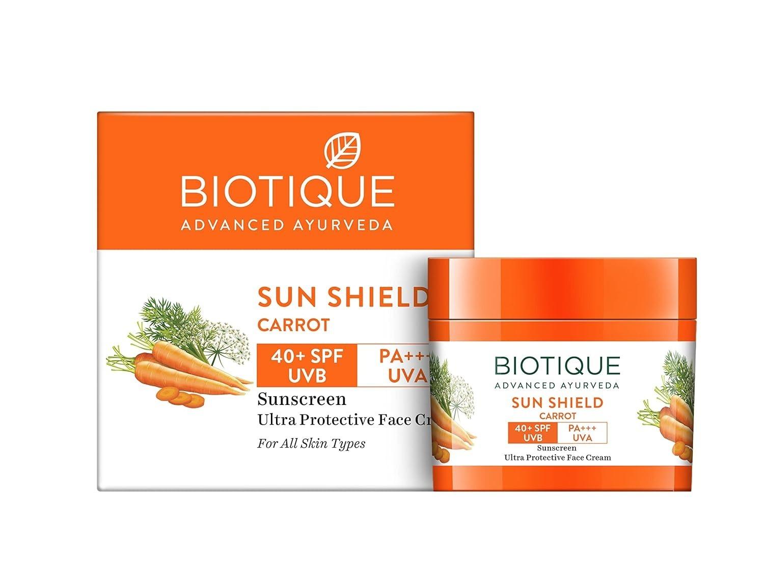 Biotique Bio Carrot Face Cream | Spf 40 Uva/Uvb Sunscreen | Prevents Ageing And Soothes Dry Skin| 100% Botanical Extracts | Suitable For All Skin Types | 50g