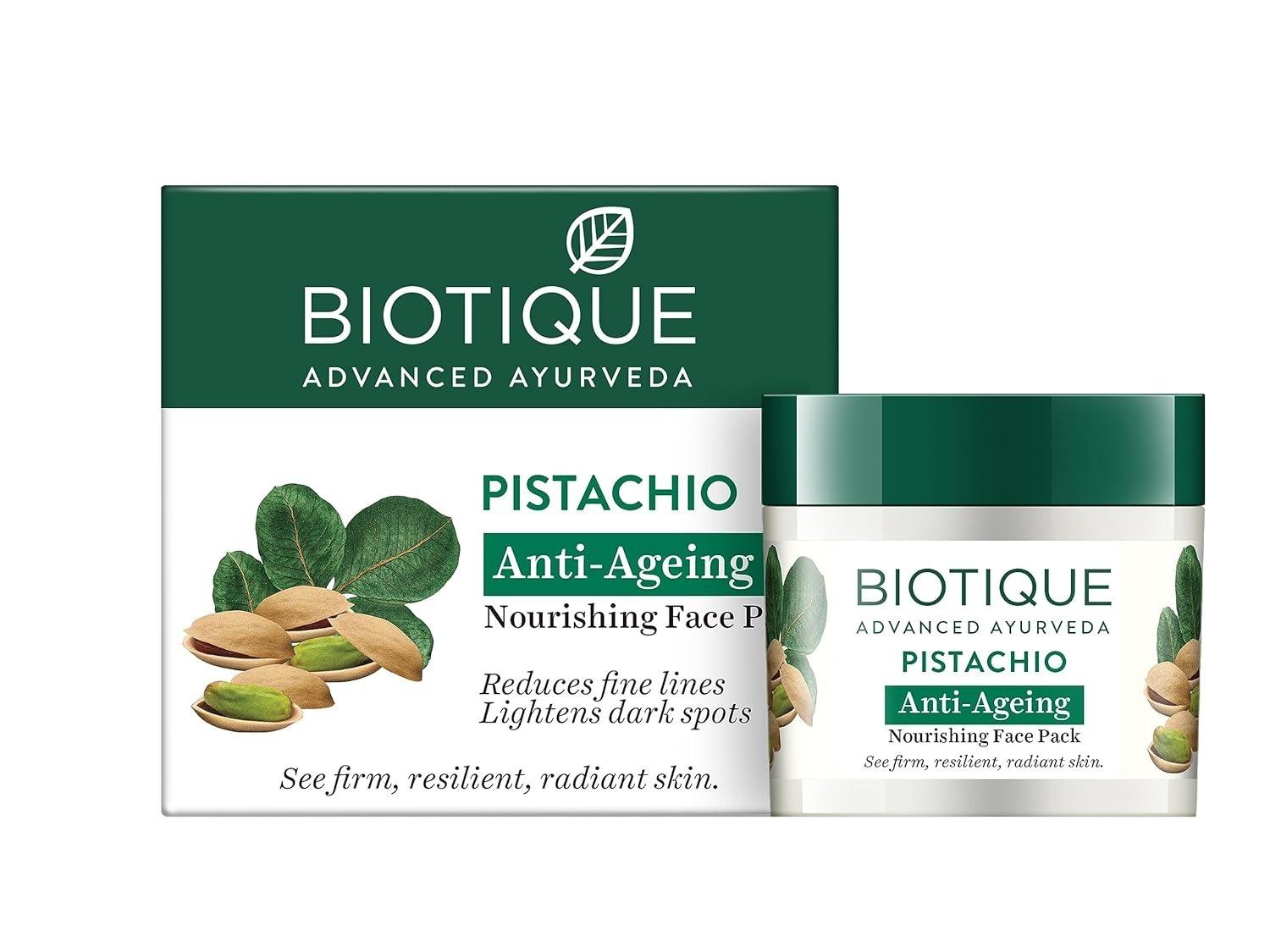 Biotique Pistachio Anti Ageing Nourishing Face Pack For All Skin Types, 50gm