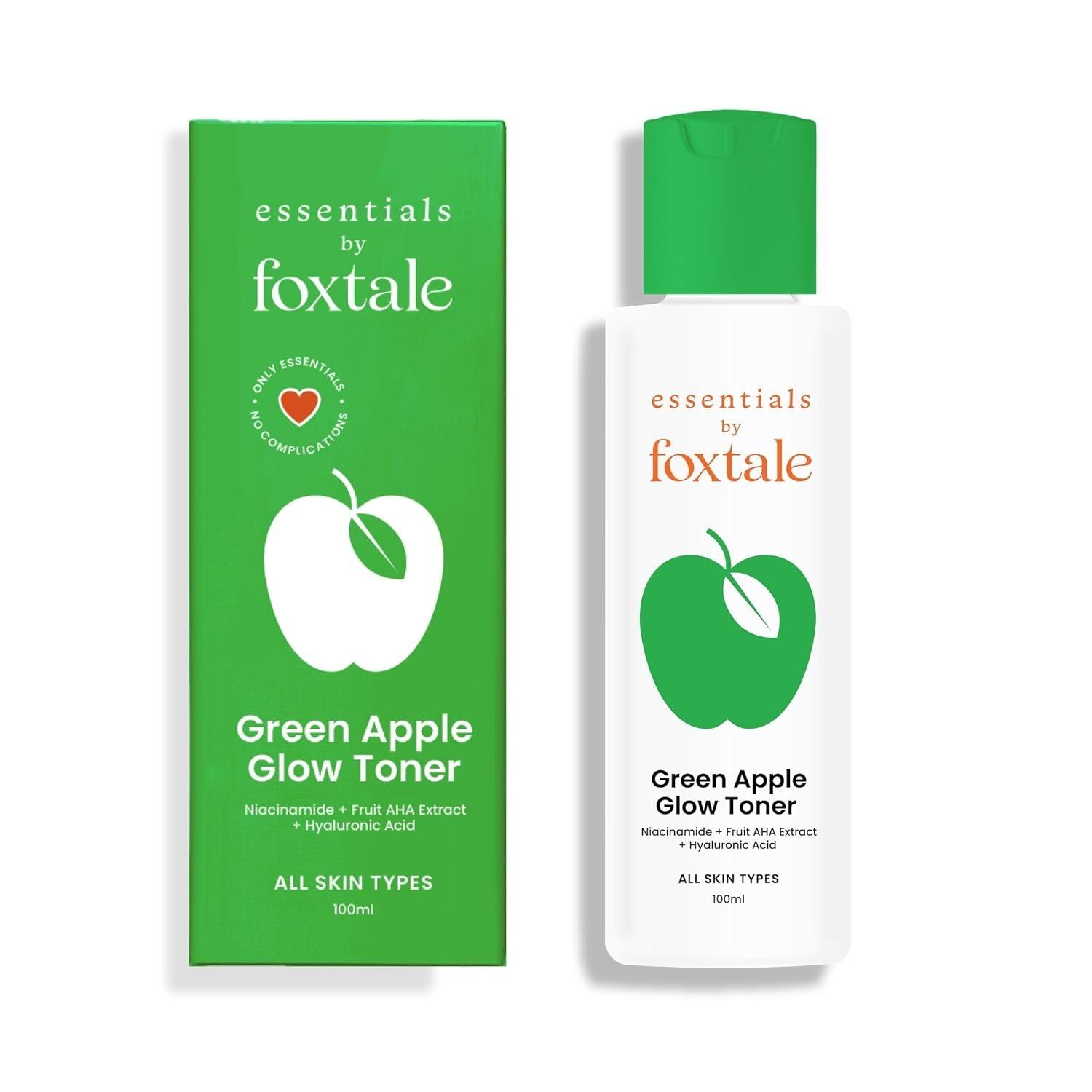 Foxtale Green Apple Glow Toner With Niacinamide | Fruit Aha Extract And Hyaluronic Acid | Clinically Proven Brightening Ingredients | All Skin Types | Men & Women - 100ml