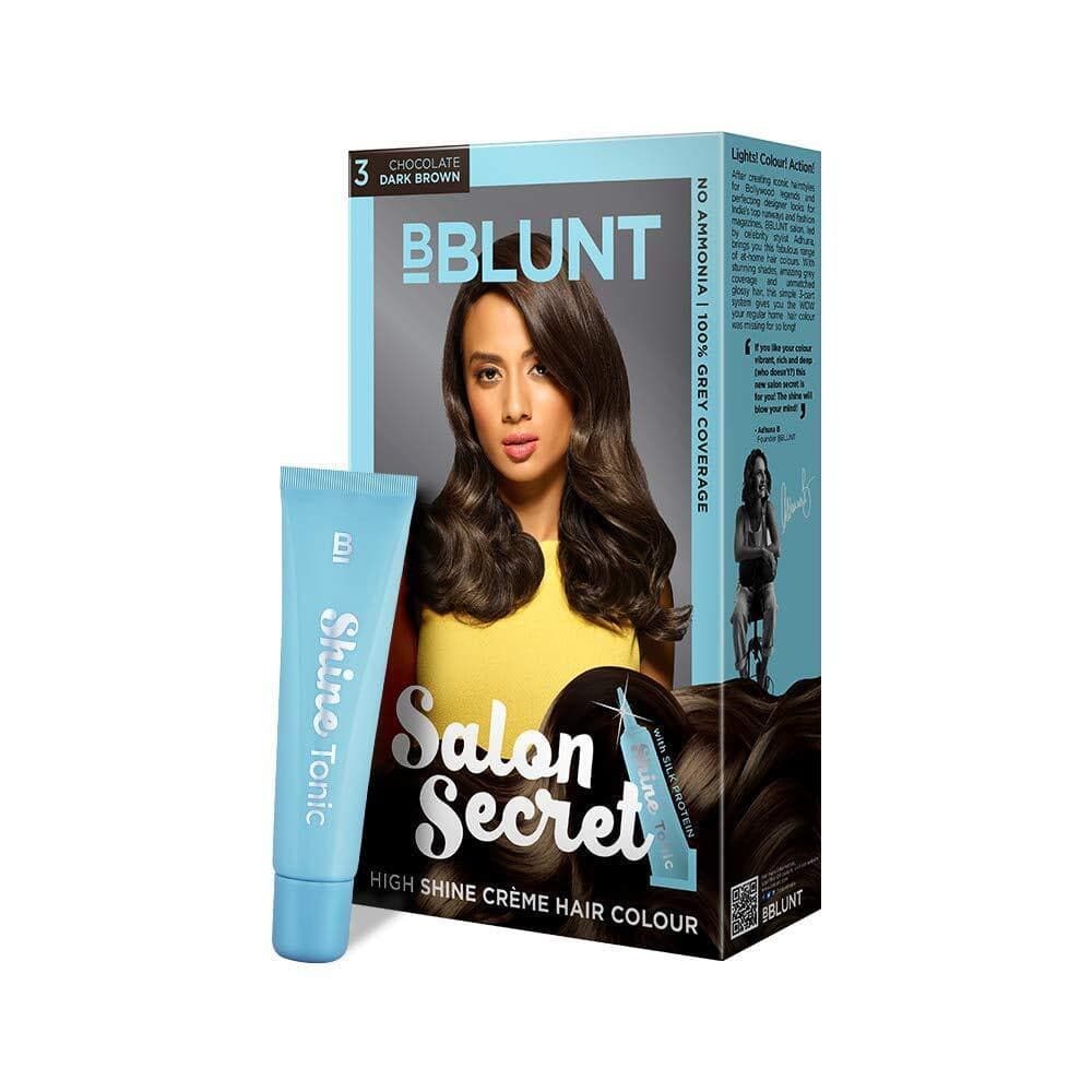 Bblunt Salon Secret High Shine Creme Hair Colour, 100g With Shine Tonic, 8ml , Dark Brown