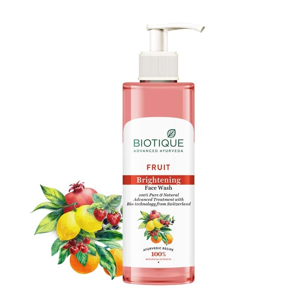 Biotique Fruit Brightening Face Wash| Ayurvedic And Organically Pure| Advanced Swiss Technology |100% Botanical Extracts| Suitable For All Skin Types | 200ml