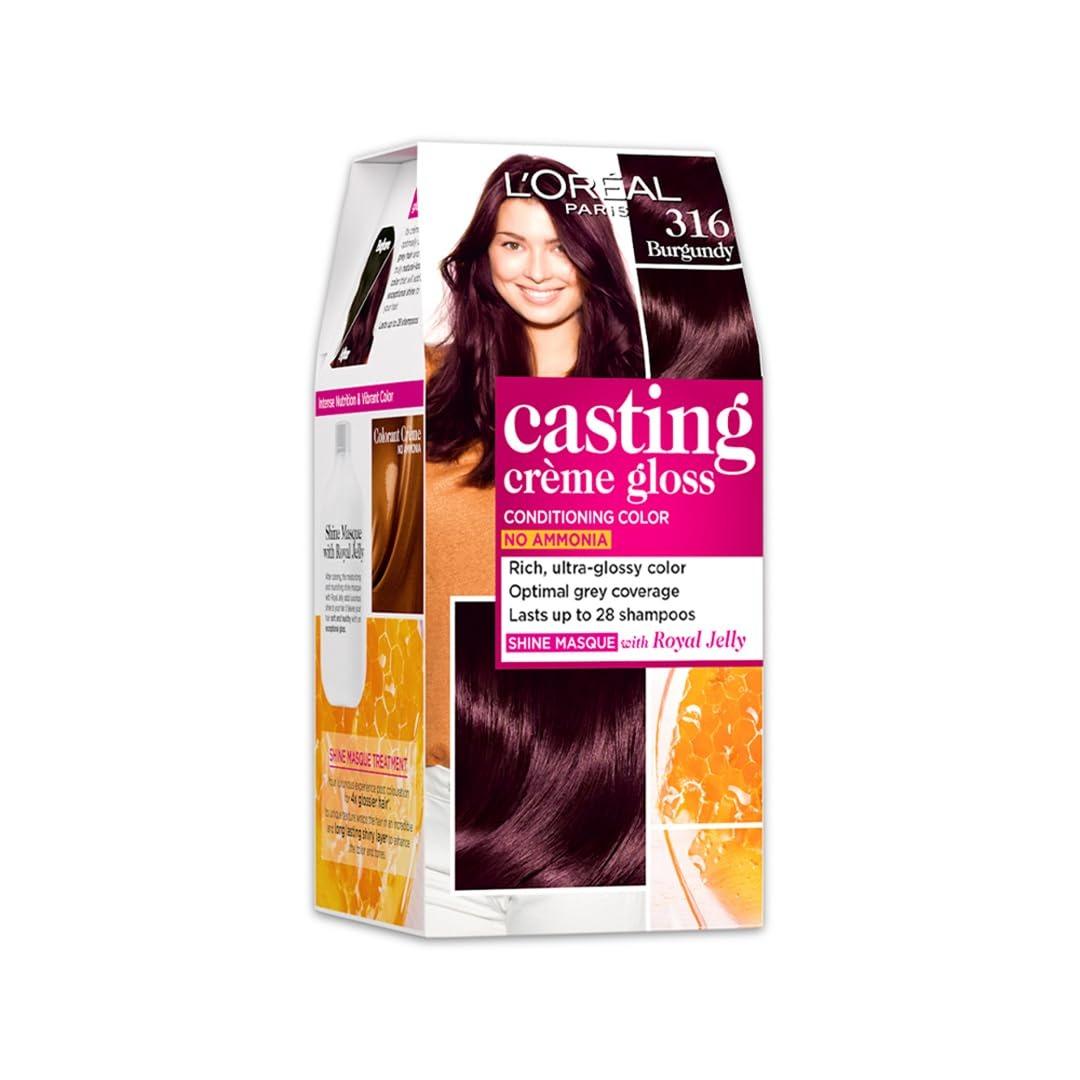 L'oreal Paris Casting Creme Gloss Hair Color , 87.5g+72ml-Burgundy 316