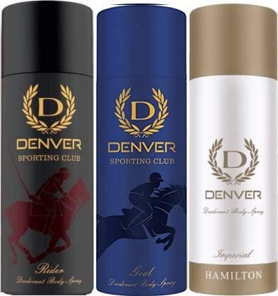 Denver Imperial, Rider & Goal Deodorant -165ml Each (pack Of 3) | Long Lasting Deo For Men