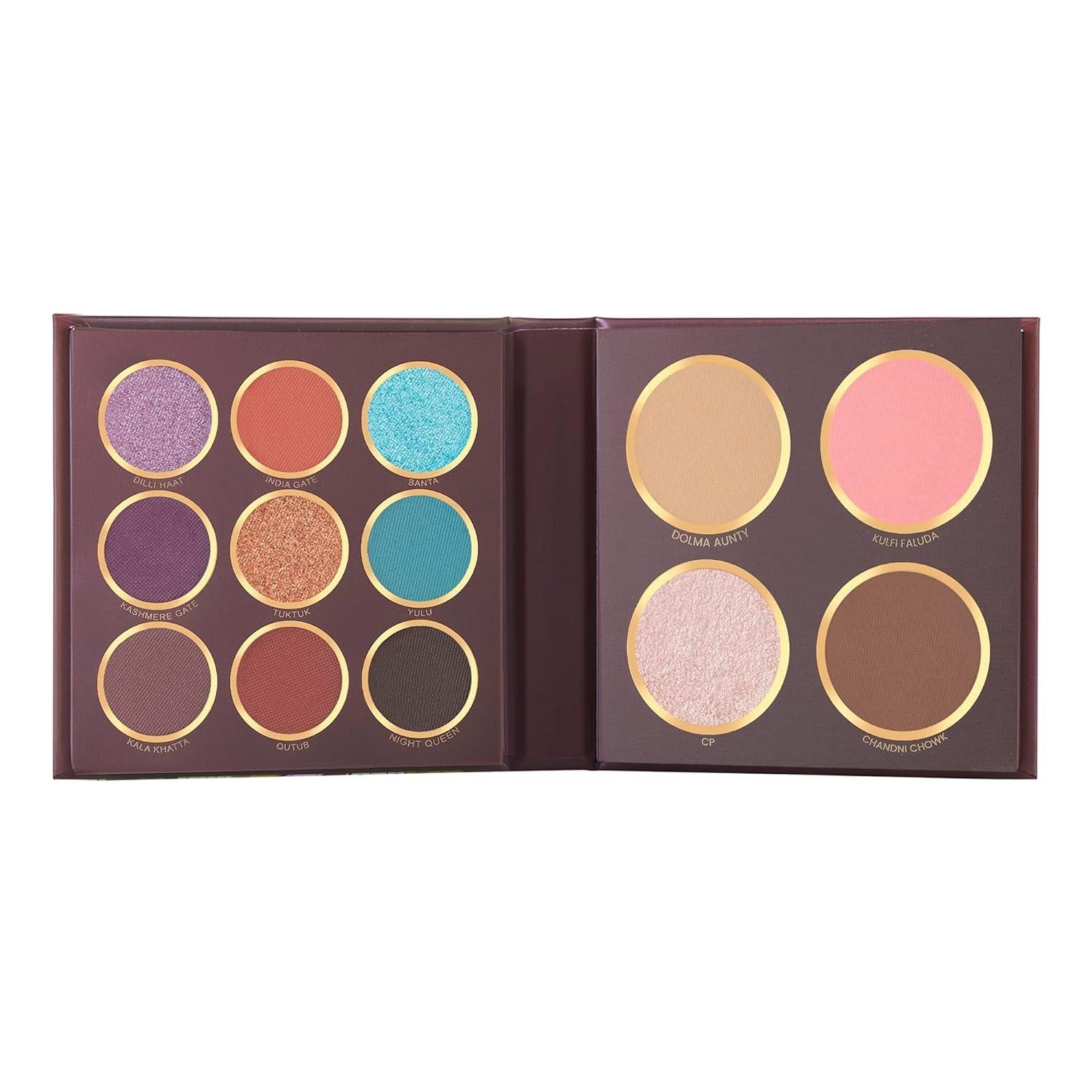 Mars The City Paradise Makeup Kit | Highly Pigmented And Blendable | 9 Eyeshadow Palette With 1 Highlighter, Blusher, Bronzer & Compact Powder Each (16.0 Gm) (02-Delhi)