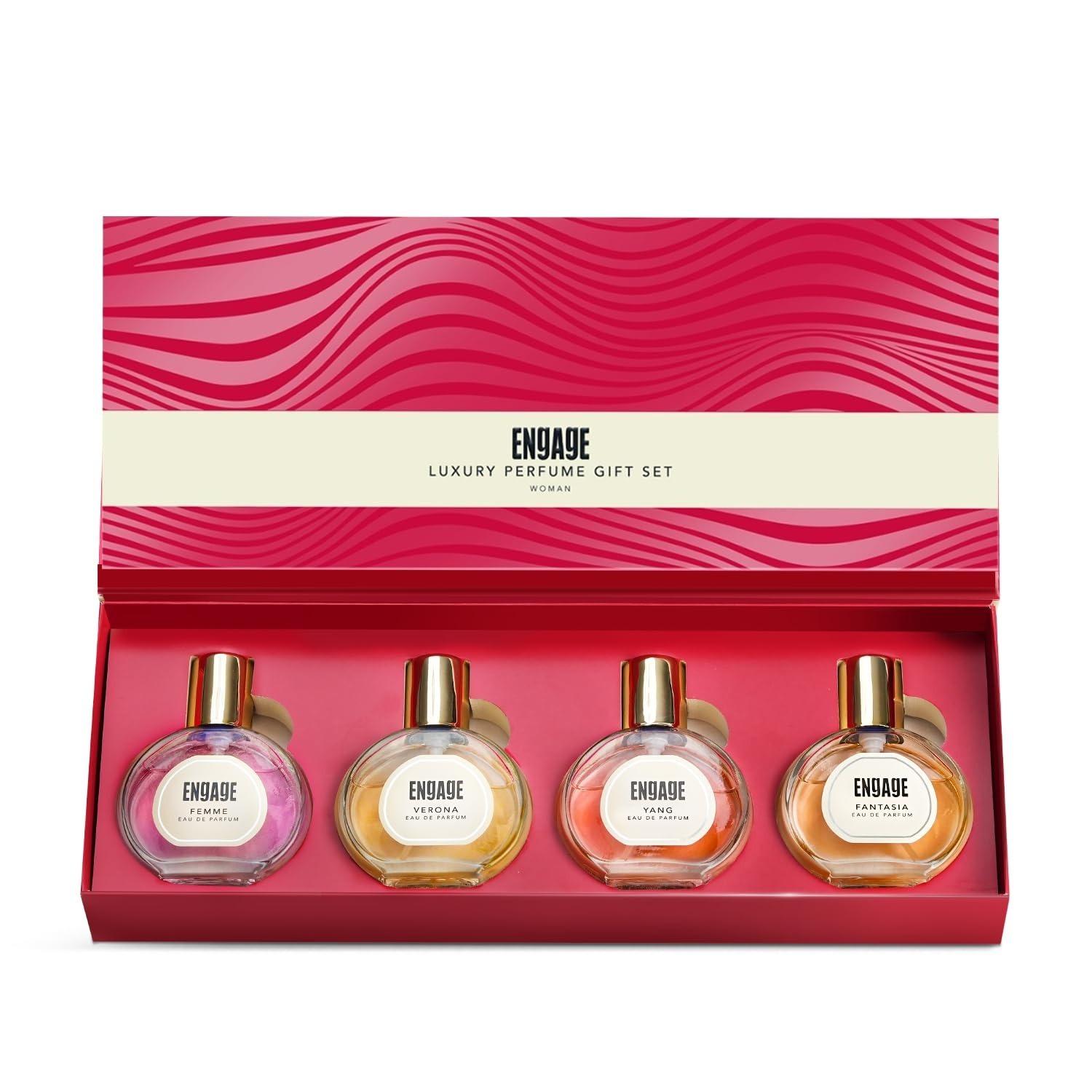 Engage Luxury Perfume Gift Set Pack For Women, Travel Sized, Assorted Pack, Ideal Birthday Gift, 100ml (25ml X 4)