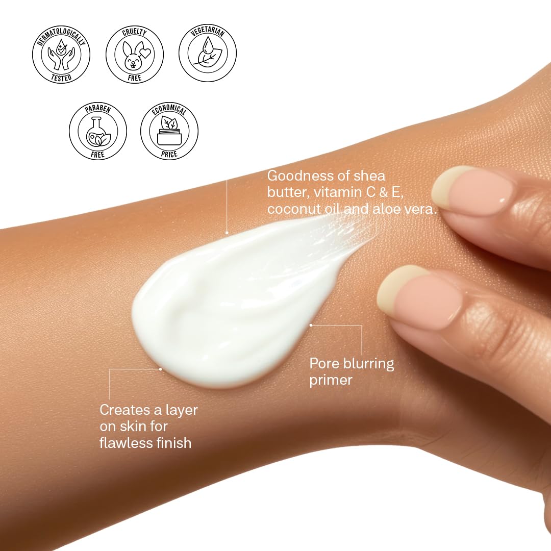 Flicka Silk Touch 3-In-1 Moisturizer & Primer For Face (60g) | Hydrating Lightweight Formula | Pore Minimizer | Long-Lasting Makeup Base | Dermatologically Tested | All Skin Types | Cruelty-Free