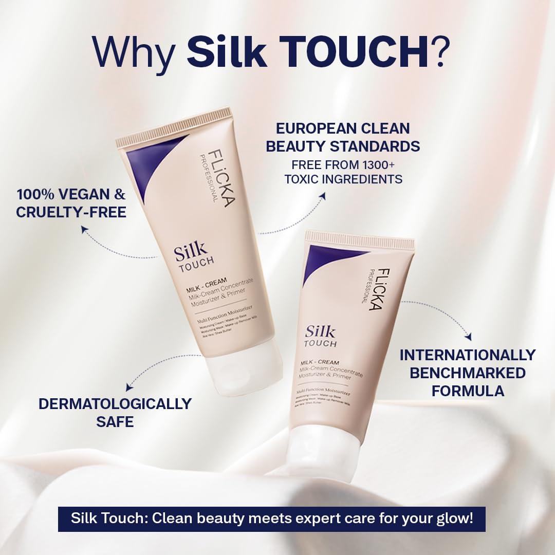 Flicka Silk Touch 3-In-1 Moisturizer & Primer For Face (60g) | Hydrating Lightweight Formula | Pore Minimizer | Long-Lasting Makeup Base | Dermatologically Tested | All Skin Types | Cruelty-Free - Image 3