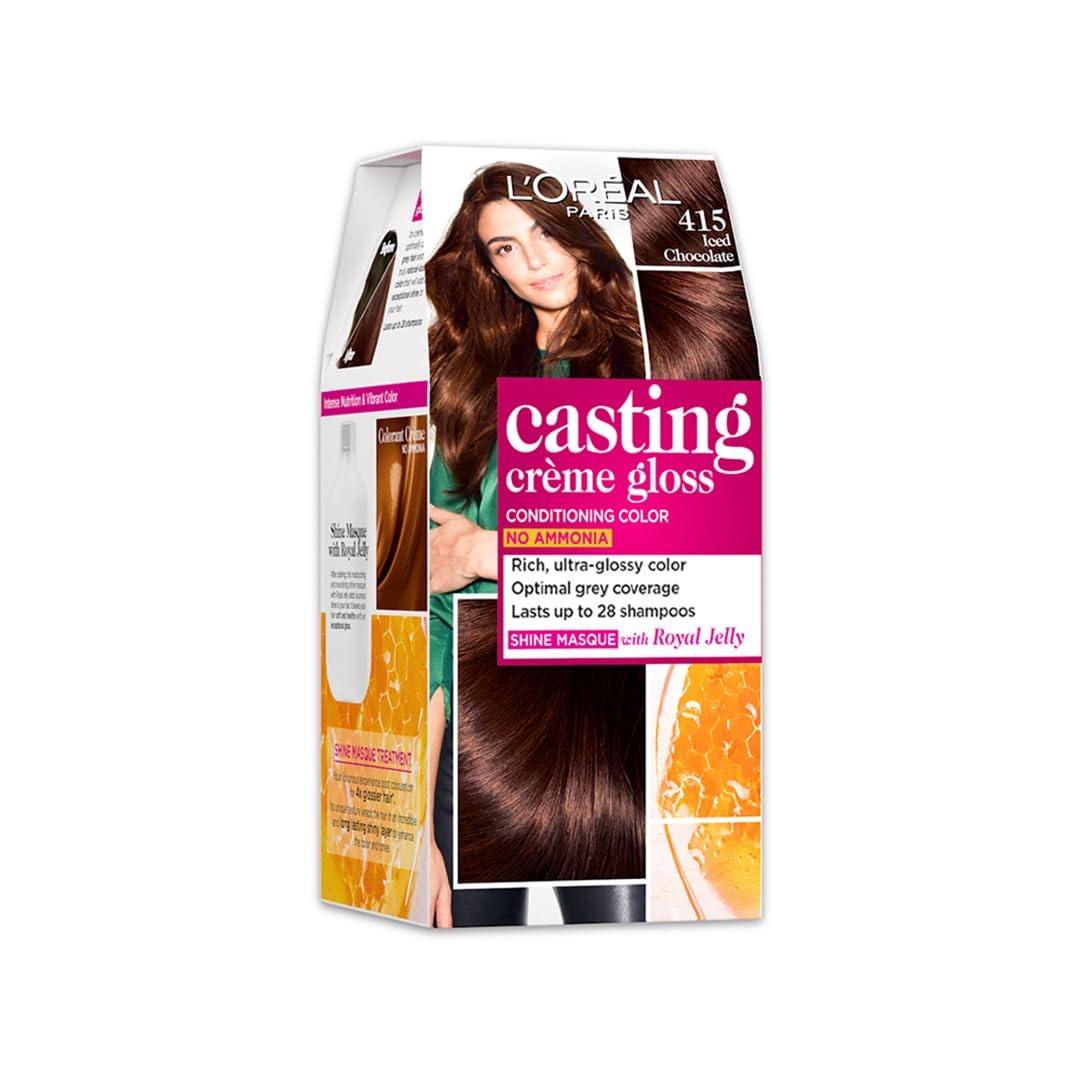 L'oreal Paris Casting Creme Gloss Hair Color , 87.5g+72ml-Iced Chocolate 415
