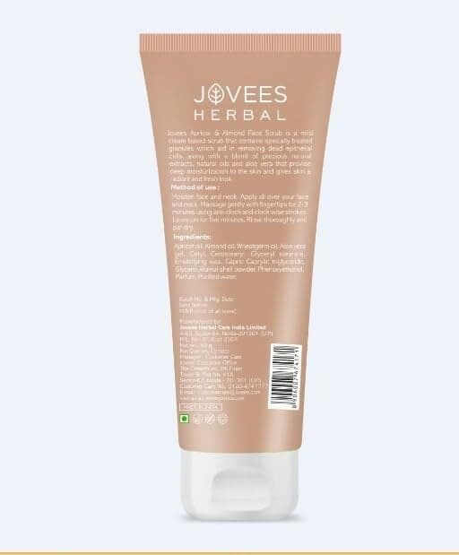 Jovees Herbal Apricot & Almond Scrub Face Scrub Reduces Pigmentation Gently Removes Dead Skin Cells