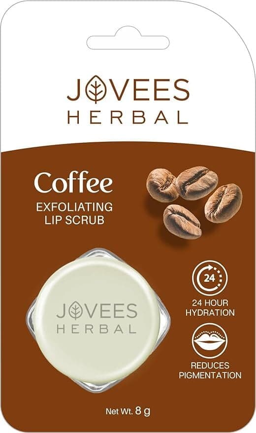 Jovees Herbal Coffee Exfoliating Lip Scrub | 24 Hour Hydration | For Soft And Supple Lips 8g