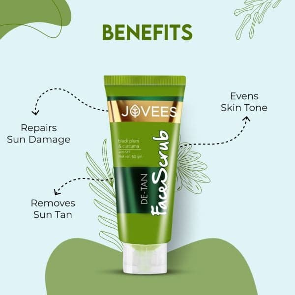 Jovees Herbal De-Tan Face Scrub With Spf Gently Removes Dead Skin | Removes Tanning 100g