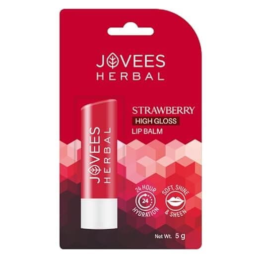 Jovees Herbal Strawberry High Gloss Lip Balm | 24 Hour Moisture | Gives Soft And Smooth Lips 5g