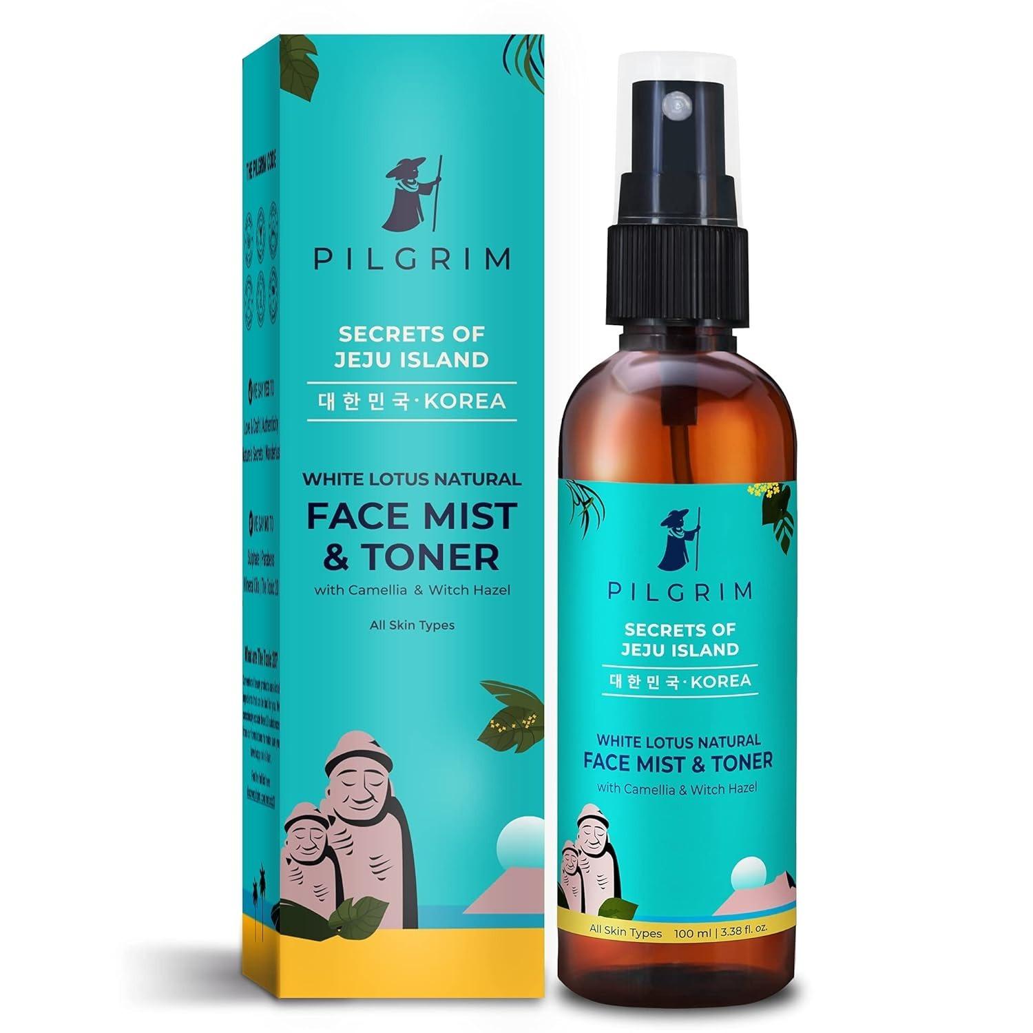 Pilgrim Korean Beauty White Lotus Refreshing Face Mist & Toner | Toner For Glowing Skin | Alcohol-Free Mist & Toner For Open Pores Tightening | Korean Skin Care Products | Women & Men |