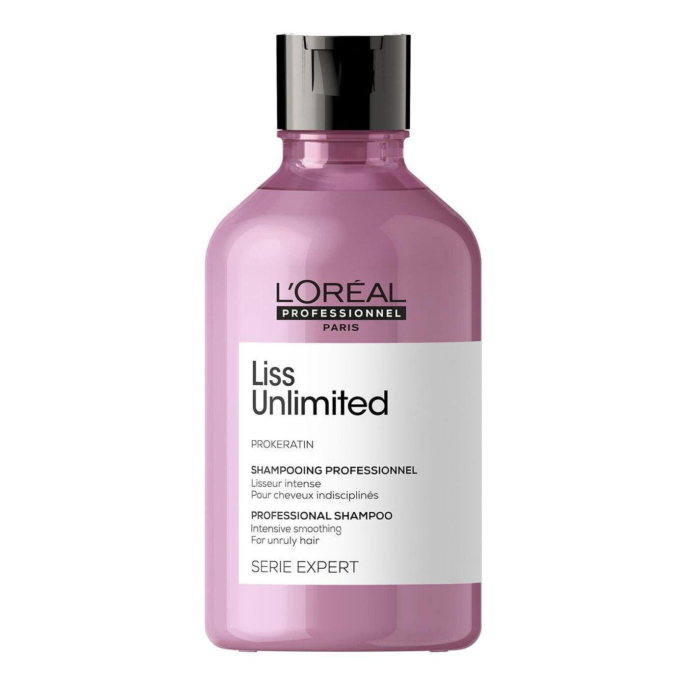 L'oreal Professionnel Liss Unlimited Shampoo With Pro-Keratin And Kukui Nut Oil For Rebellious Frizzy Hair, Serie Expert, 300ml