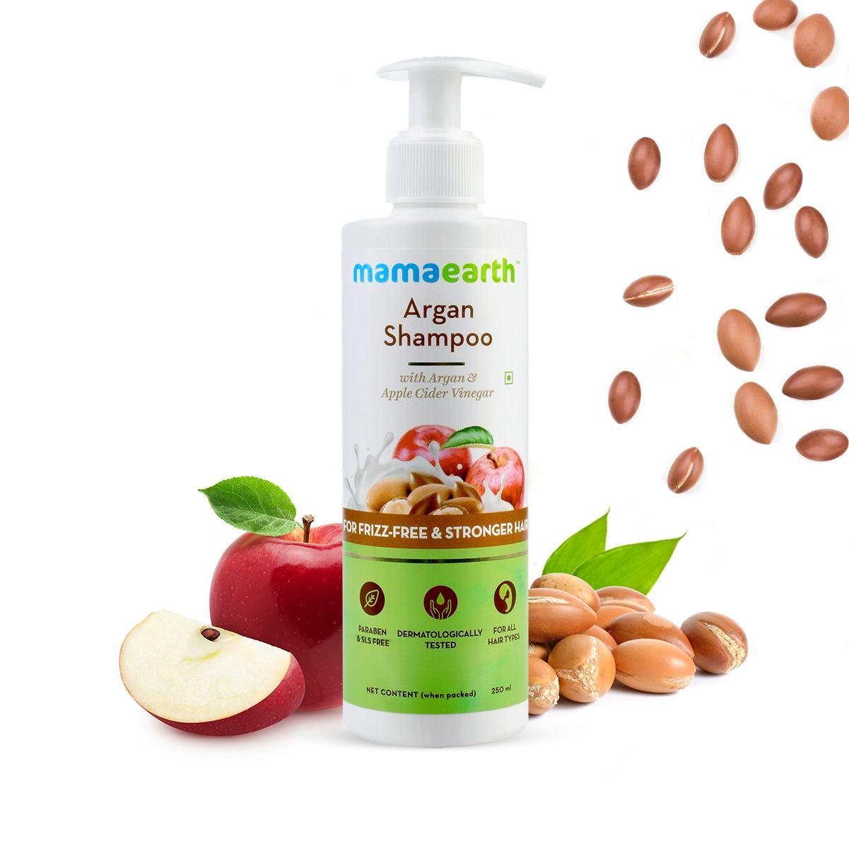 Mamaearth Argan Shampoo With Argan And Apple Cider Vinegar For Frizz-Free And Stronger Hair, 250 Ml