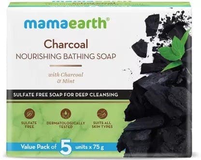 Mamaearth Charcoal Nourishing Bathing Soap Bar, 75 Gm Each, Pack Of 5