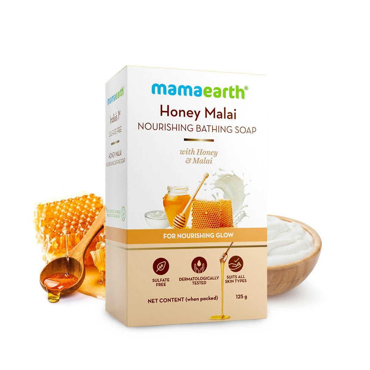 Mamaearth Honey Malai Nourishing Bathing Soap, 125 Gm
