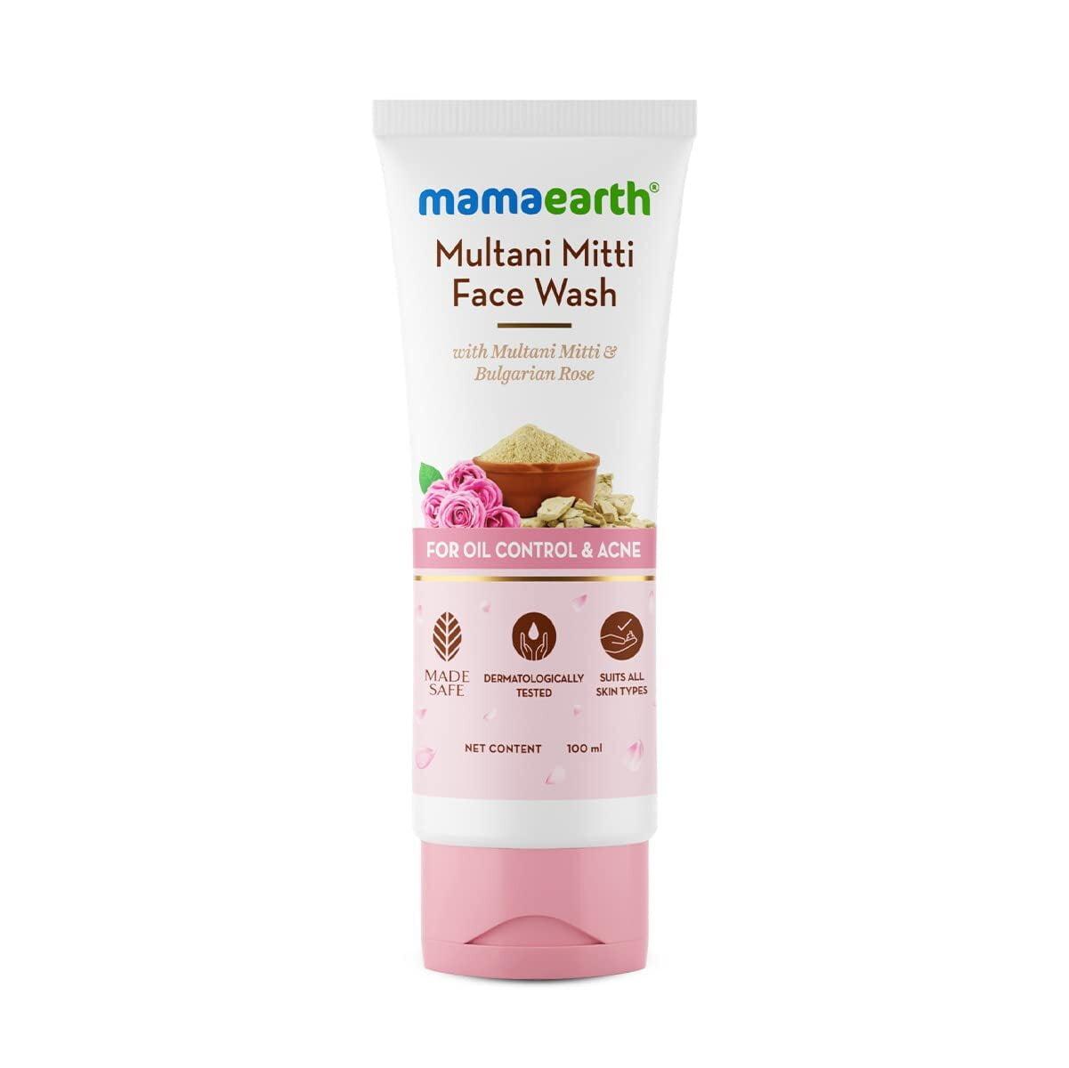 Mamaearth Multani Mitti Face Wash With Multani Mitti & Bulgarian Rose For Oil Control & Acne - 100 Ml