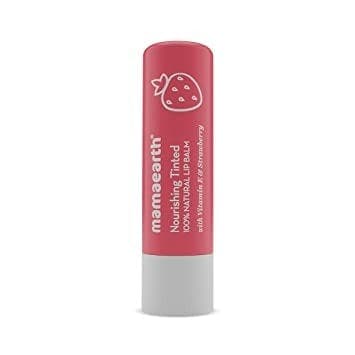 Mamaearth Nourishing Lip Balm Tinted 100% Natural With Vitamin E And Strawberry, 4 Gm
