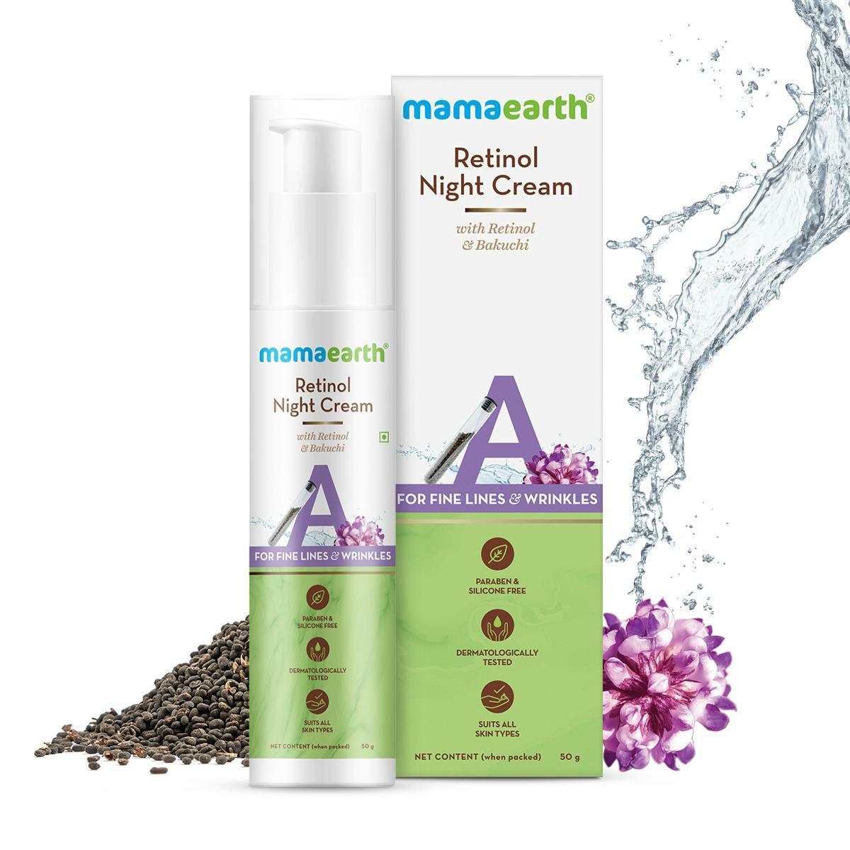 Mamaearth Retinol Night Cream For Women With Retinol And Bakuchi For Anti Aging, Fine Lines And Wrinkles - 50 G