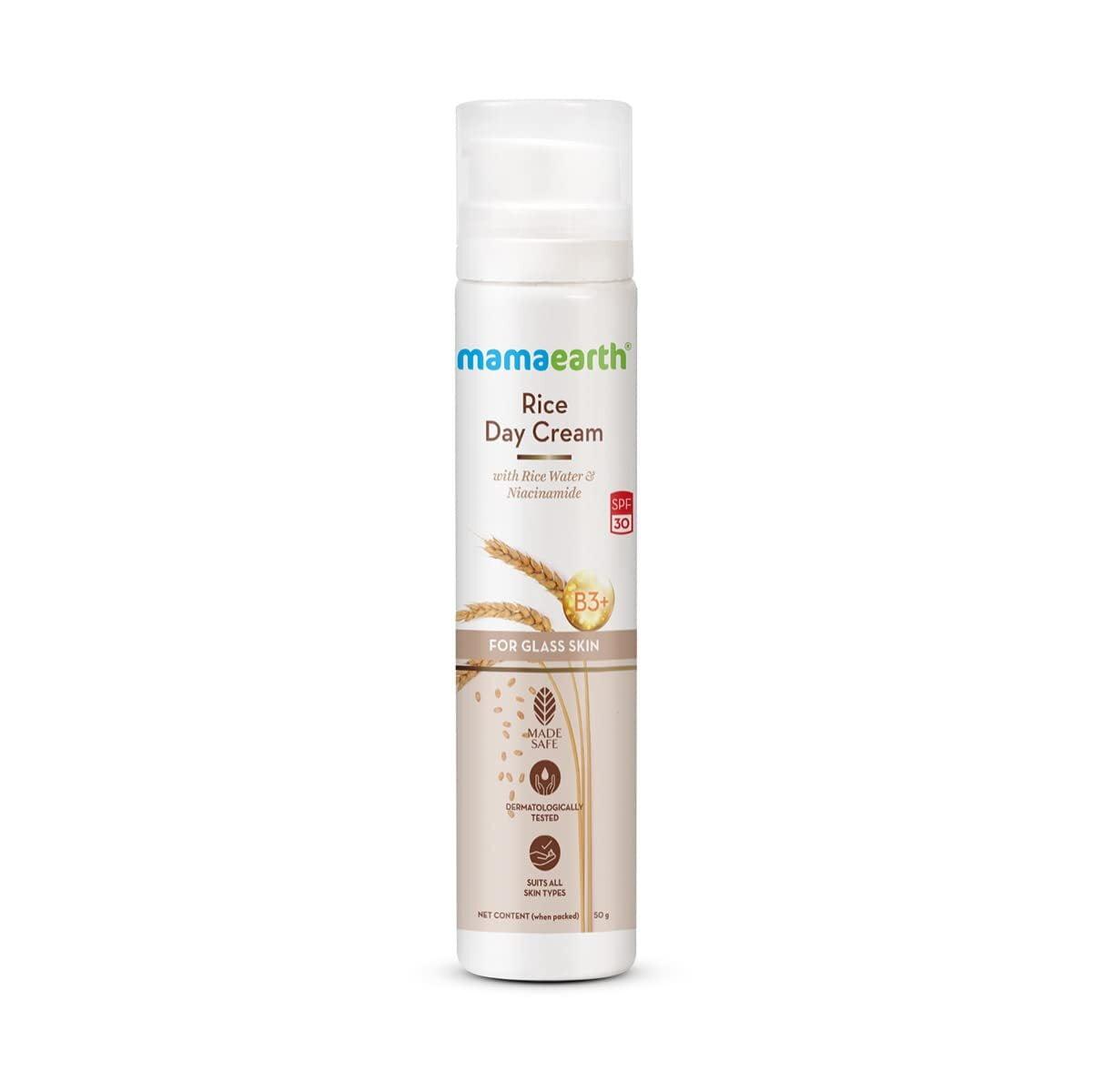 Mamaearth Rice Day Cream For Daily Use, With Rice Water & Niacinamide For Glass Skin - 50 G
