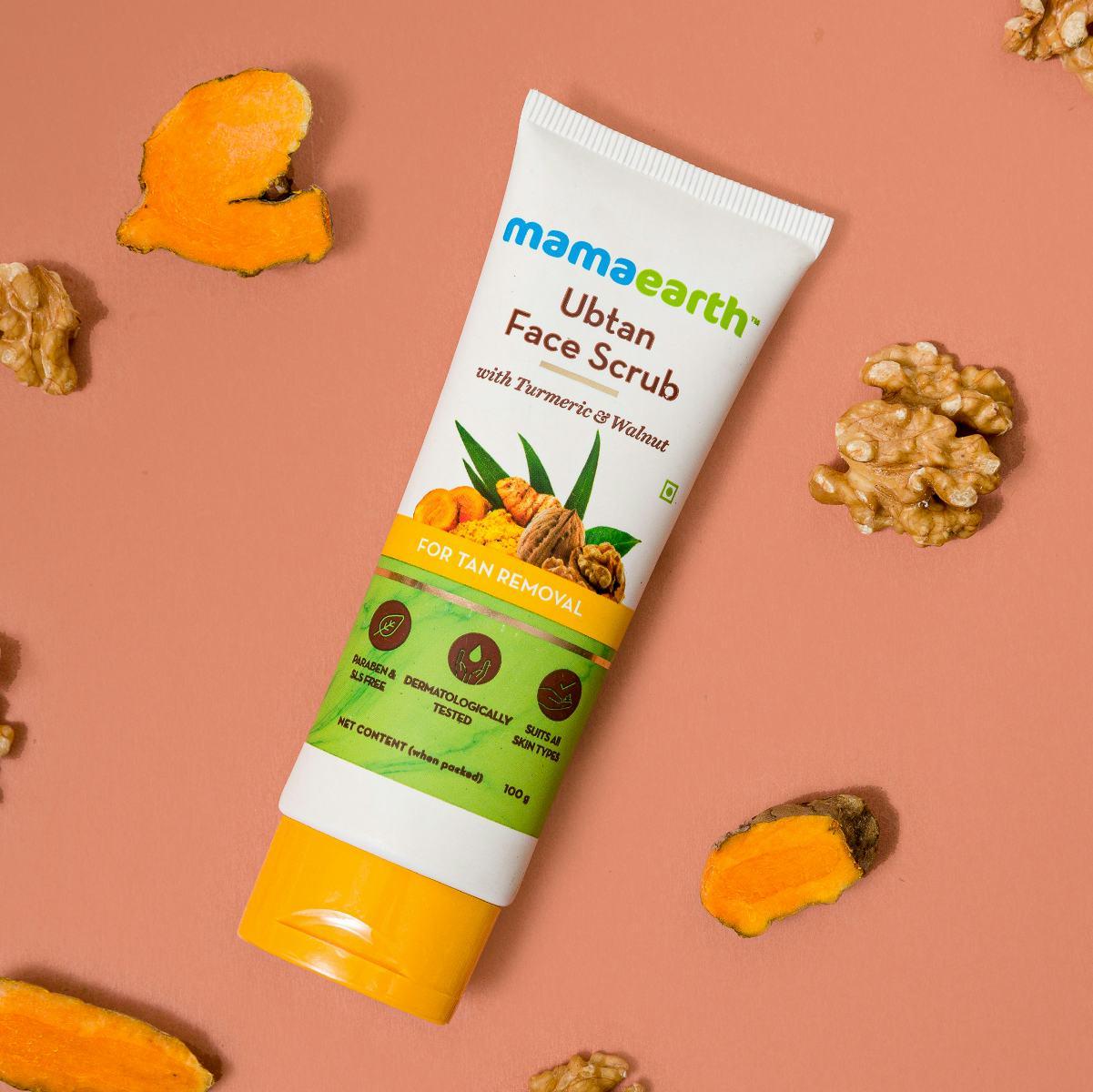 Mamaearth Ubtan Face Scrub With Turmeric And Walnut For Tan Removal - 100g