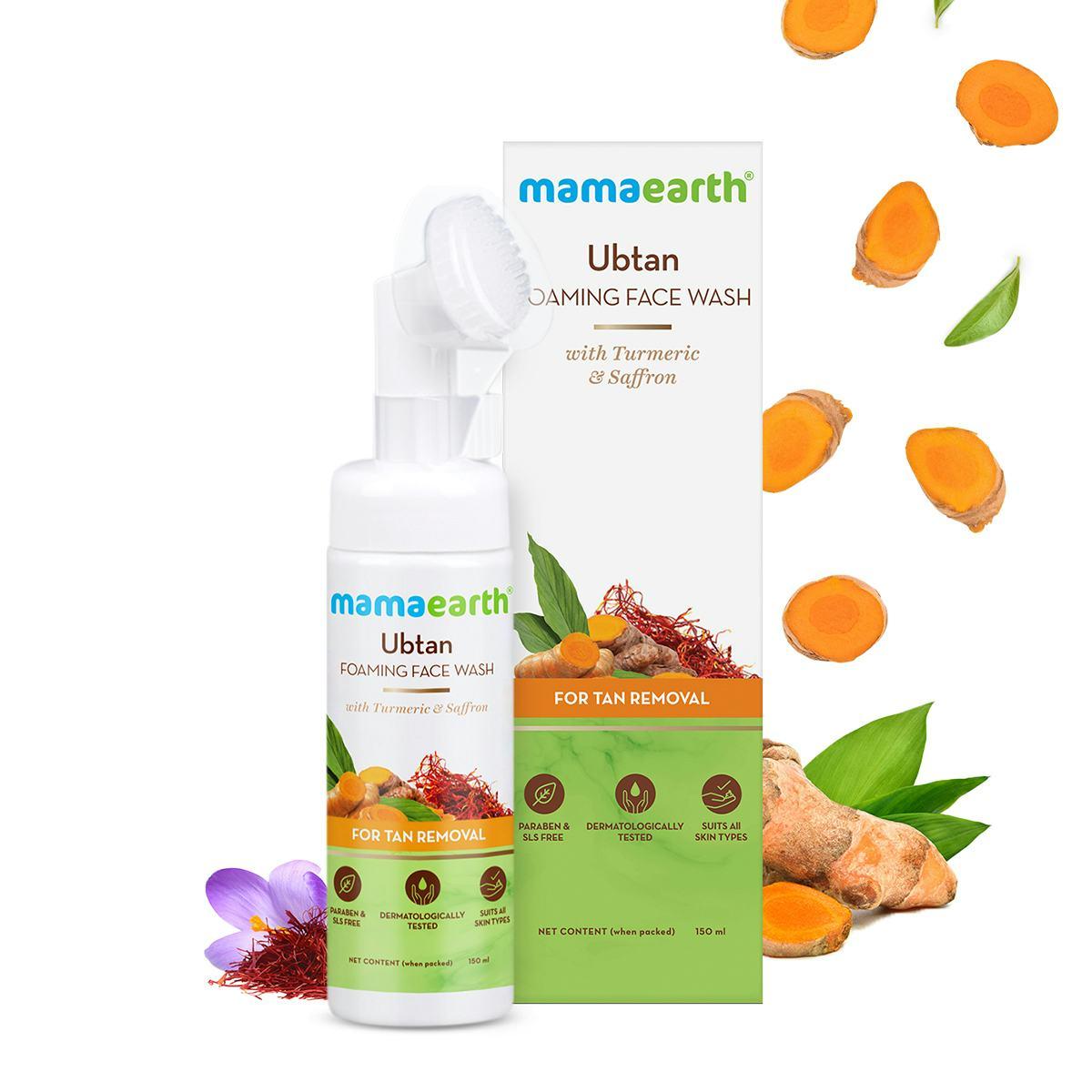 Mamaearth Ubtan Foaming Face Wash With Turmeric And Saffron For Tan Removal - 150ml