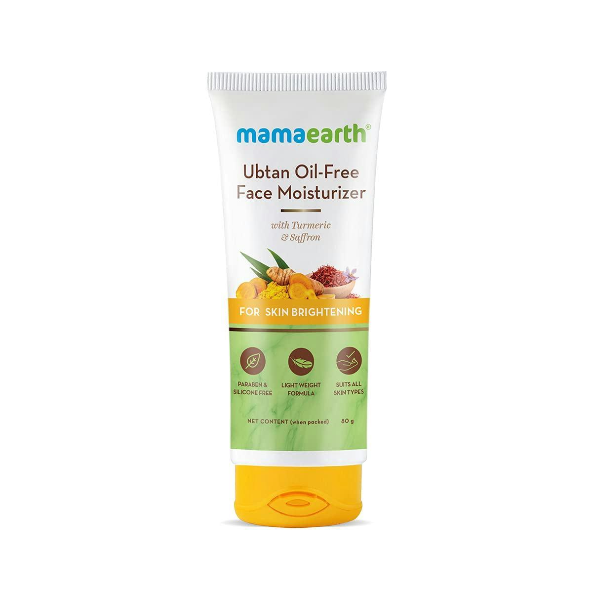 Mamaearth Ubtan Oil-Free Face Moisturizer With Turmeric & Saffron For Skin Brightening, 80 Ml