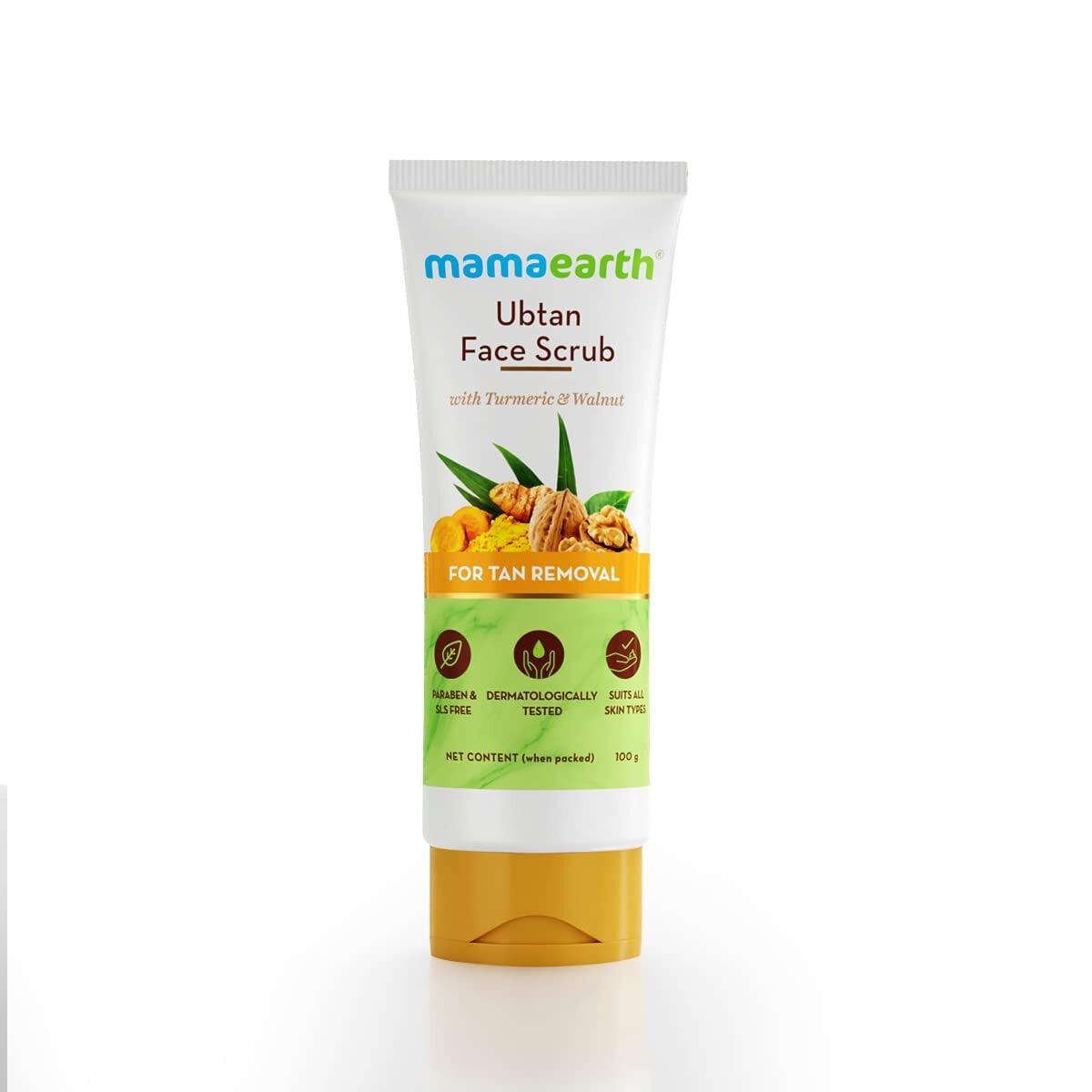 Mamaearth Ubtan Scrub For Face With Turmeric & Walnut For Tan Removal - 100g