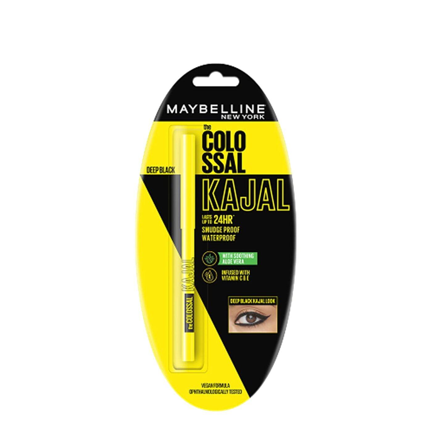 Maybelline New York Colossal Kajal, Intense Colour, Waterproof, Long Lasting 24hrs Stay, Black, 0.35g