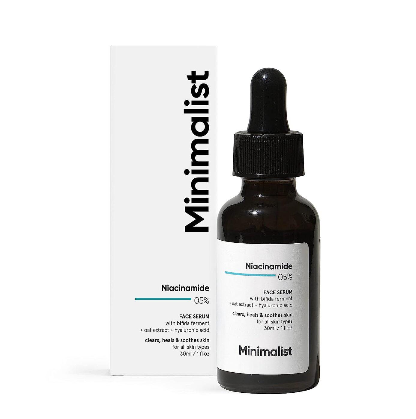 Minimalist 5% Niacinamide Face Serum For Clear Glowing Skin, Reduces Dullness, Hydrates & Repairs Skin With Vit B3 & Hyaluronic Acid, Day & Night Serum For Dry & Sensitive Skin, For Women & Men,30 Ml