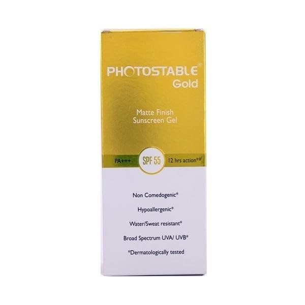 Photostable Gold Matte Finish Sunscreen Gel Spf 55