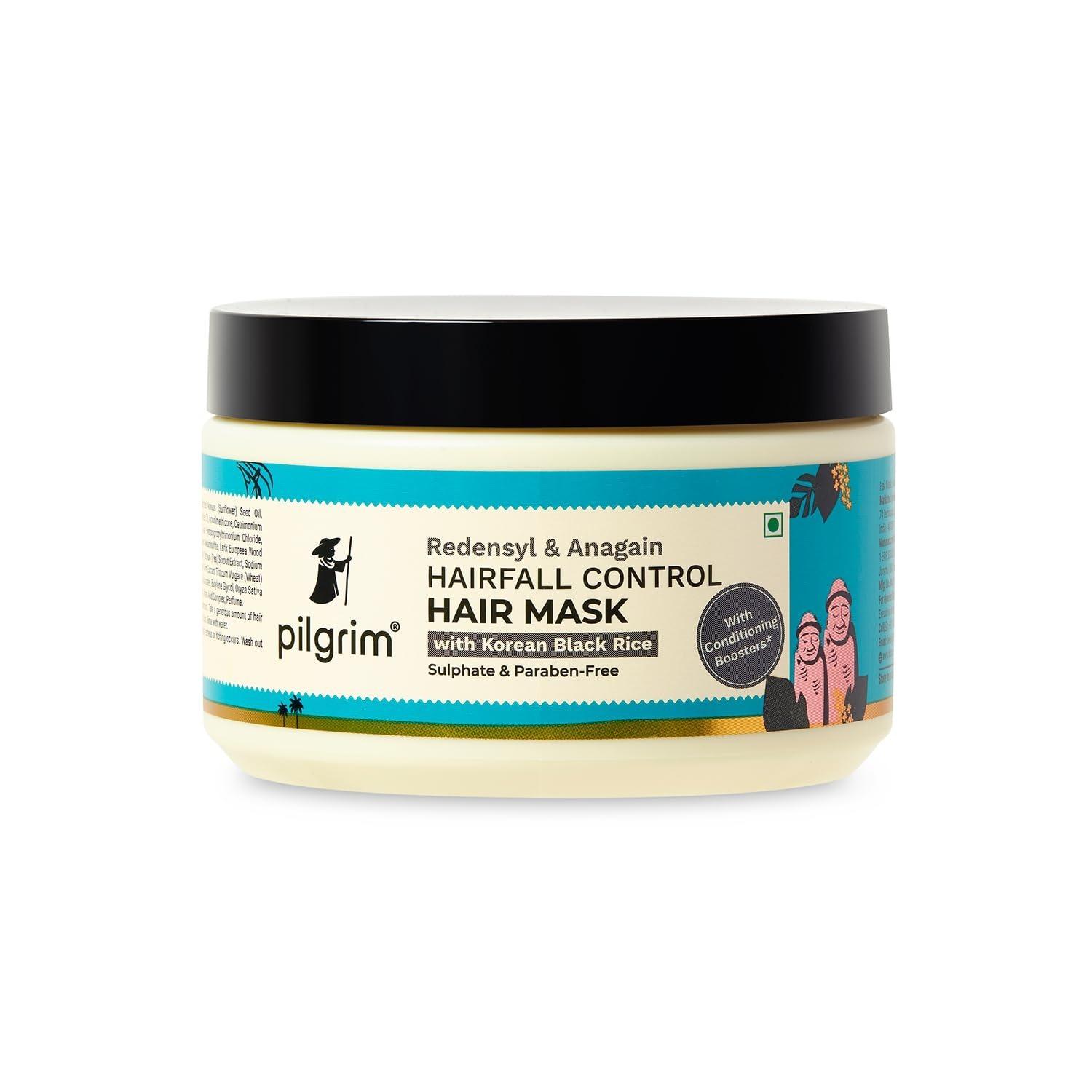 Pilgrim Redensyl & Anagain Hairfall Control Hair Mask With Black Korean Rice 200gm | Reduces Hair Loss Boost Hair Growth And Thickness | Strengthens Hair | For Men & Women | Sulphate And Paraben Free |