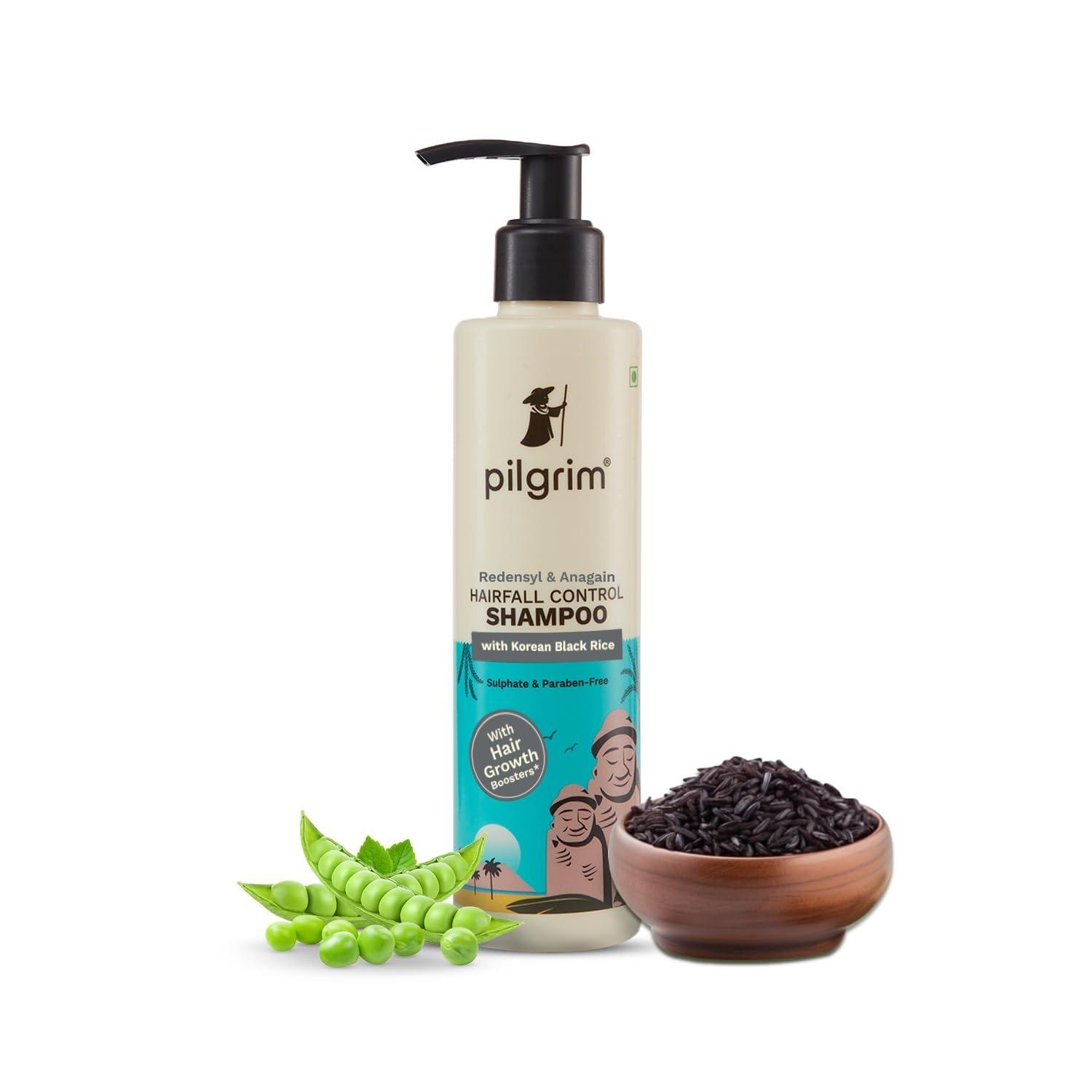 Pilgrim Redensyl & Anagain Hairfall Control Shampoo With Korean Black Rice 200ml | Anti Hairfall Shampoo For Men & Women | Reduces Hairfall | Promotes Hair Thickness | For All Hair Types