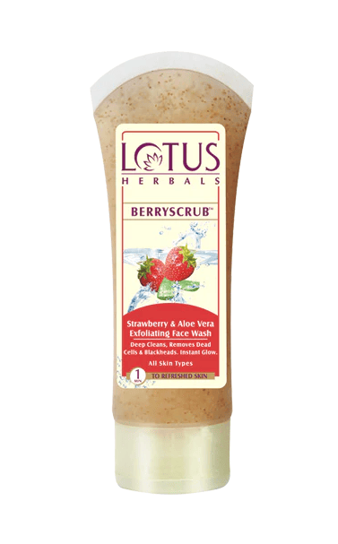 Lotus Herbals Berry Scrub Strawberry & Aloe Vera Exfoliating Face Wash