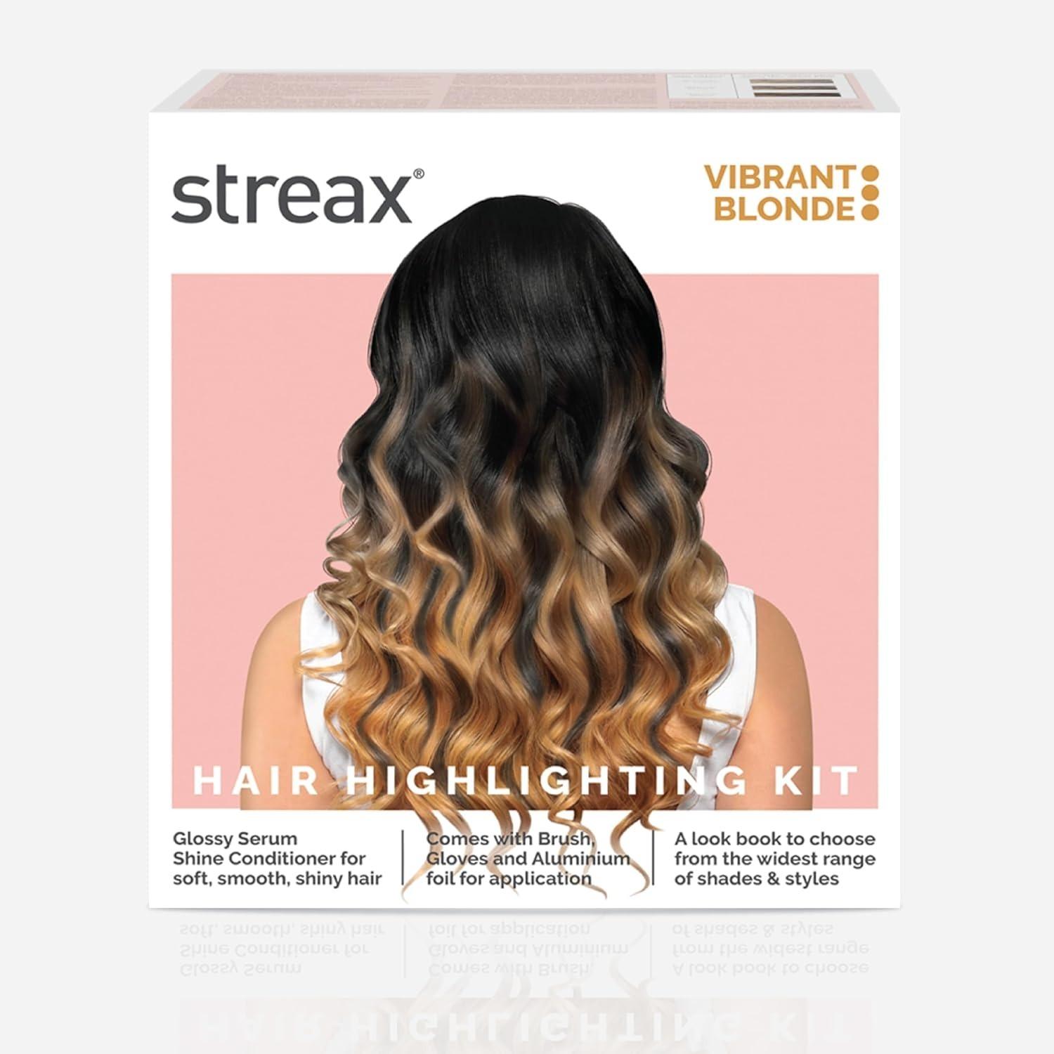 Streax Hair Colour Highlight Kit | Blonde Hair Colour, Vibrant Blonde - Pack Of 1 I Enriched With Walnut & Argan Oil I Hair Colour For Women | Rich, Vibrant, Easy To Use, Diy Application