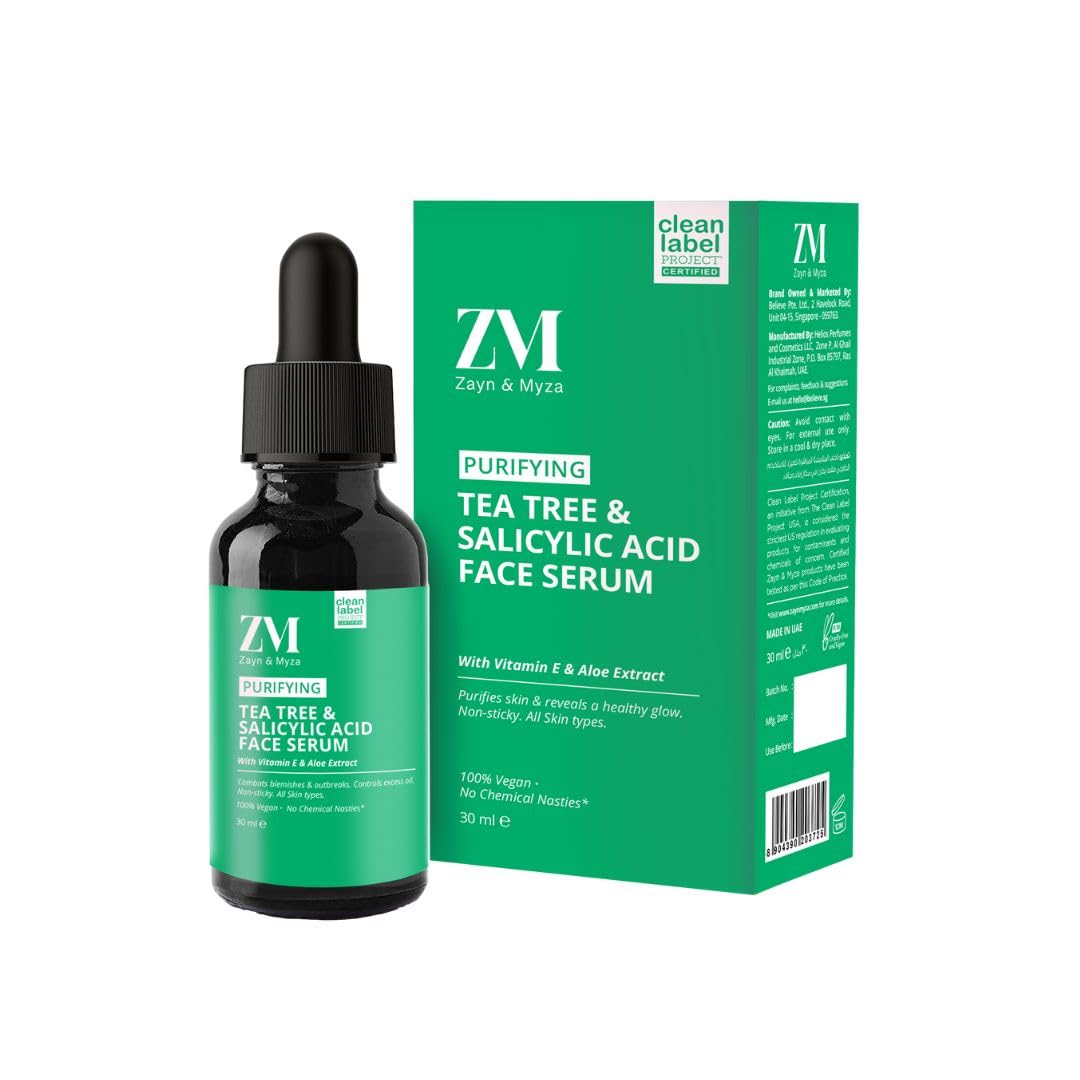 Zm Zayn & Myza Tea Tree Serum For Oily Skin - Reduces Pimples, Acne Spots, And Dark Spots - Vegan And Cruelty-Free - Serum For Blemish-Free And Glowing Skin-15ml